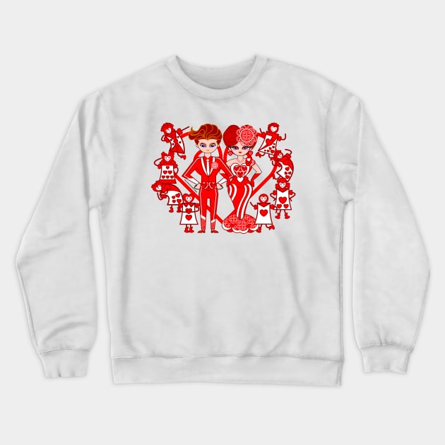 King and Queen of Hearts Crewneck Sweatshirt by cholesterolmind